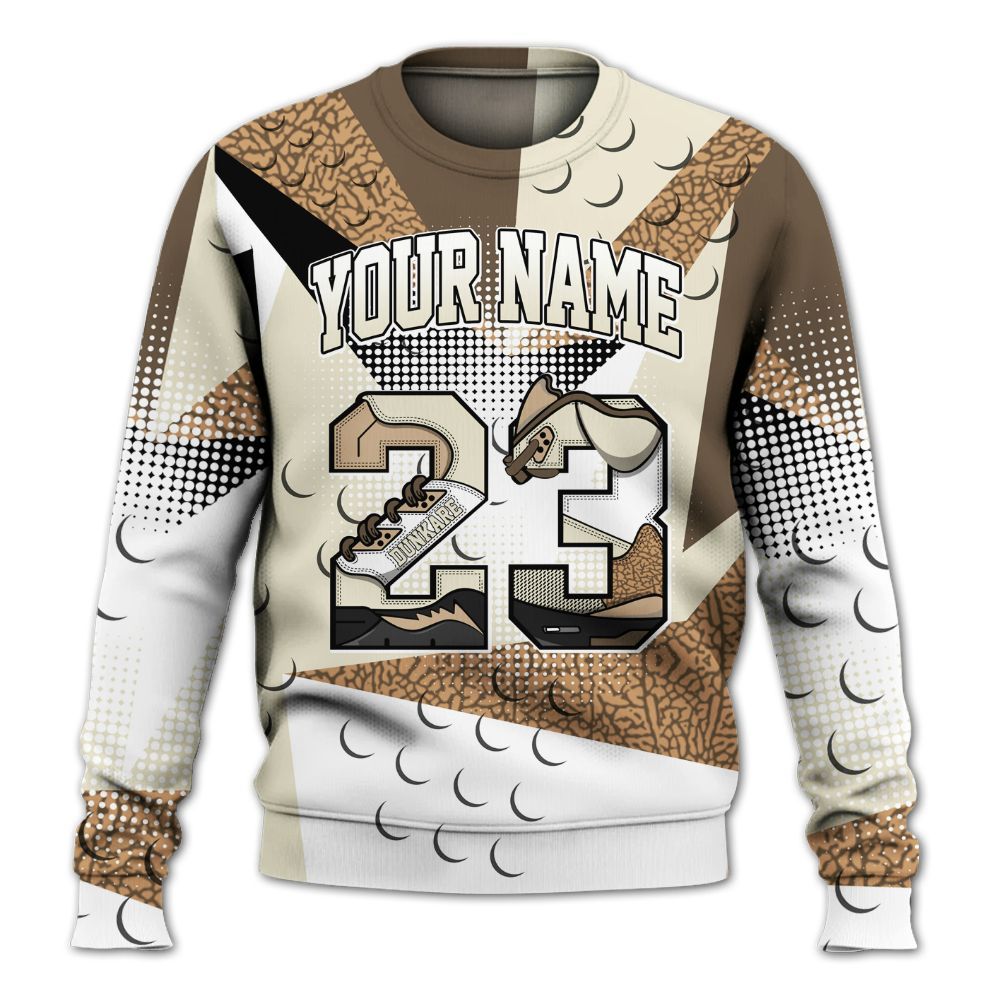 Sweatshirt To Match Orewood Brown 3s - Poly Custom Name Number 23 5s All Over Print