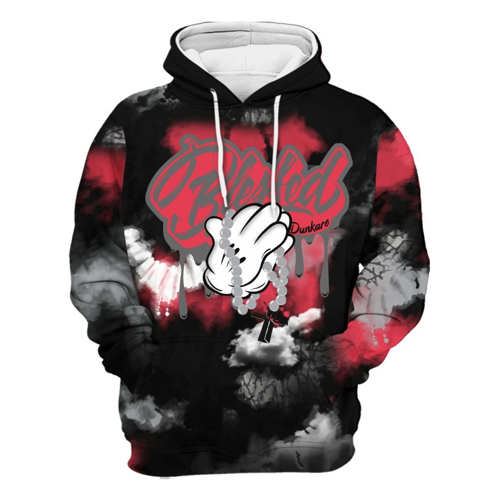 Hoodie To Match Black Cement 3s - God Blessed Tie Dye All Over Print