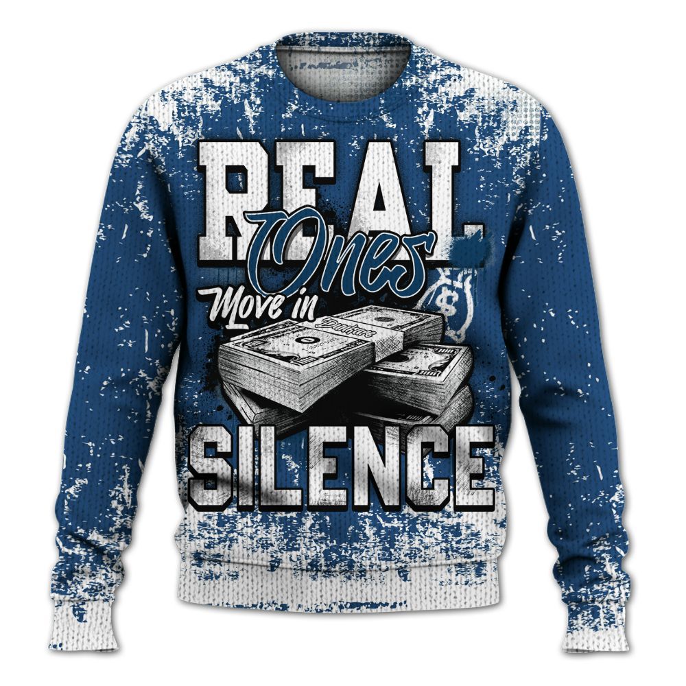 Knitted Sweater To Match High OG Midnight Navy 1s - Move In Silence Money Street Retro