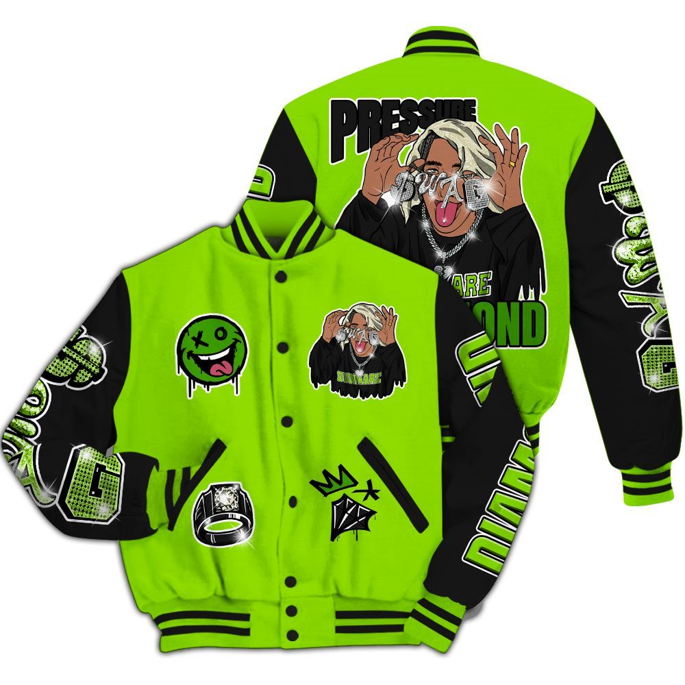 Varsity Jacket To Match Electric Green 6s - Pressures Makes Varsity Jacket To Match All Over Print
