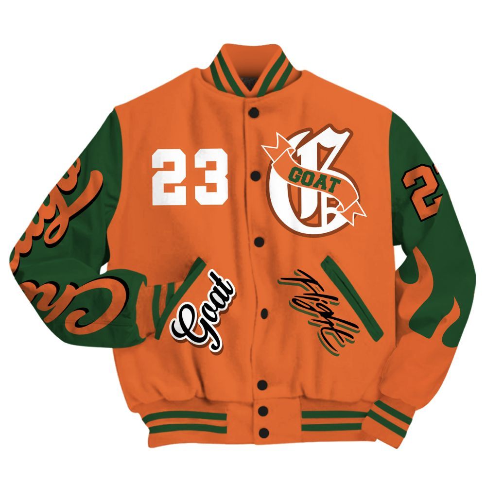 Varsity Jacket To Match Low Miami 5s - The G.O.A.T Flight Streetwear All Over Print