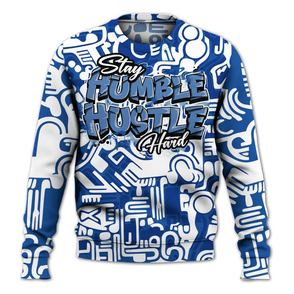 Sweatshirt To Match Low Space Royal 11s - Humble Hustle Retro All Over Print