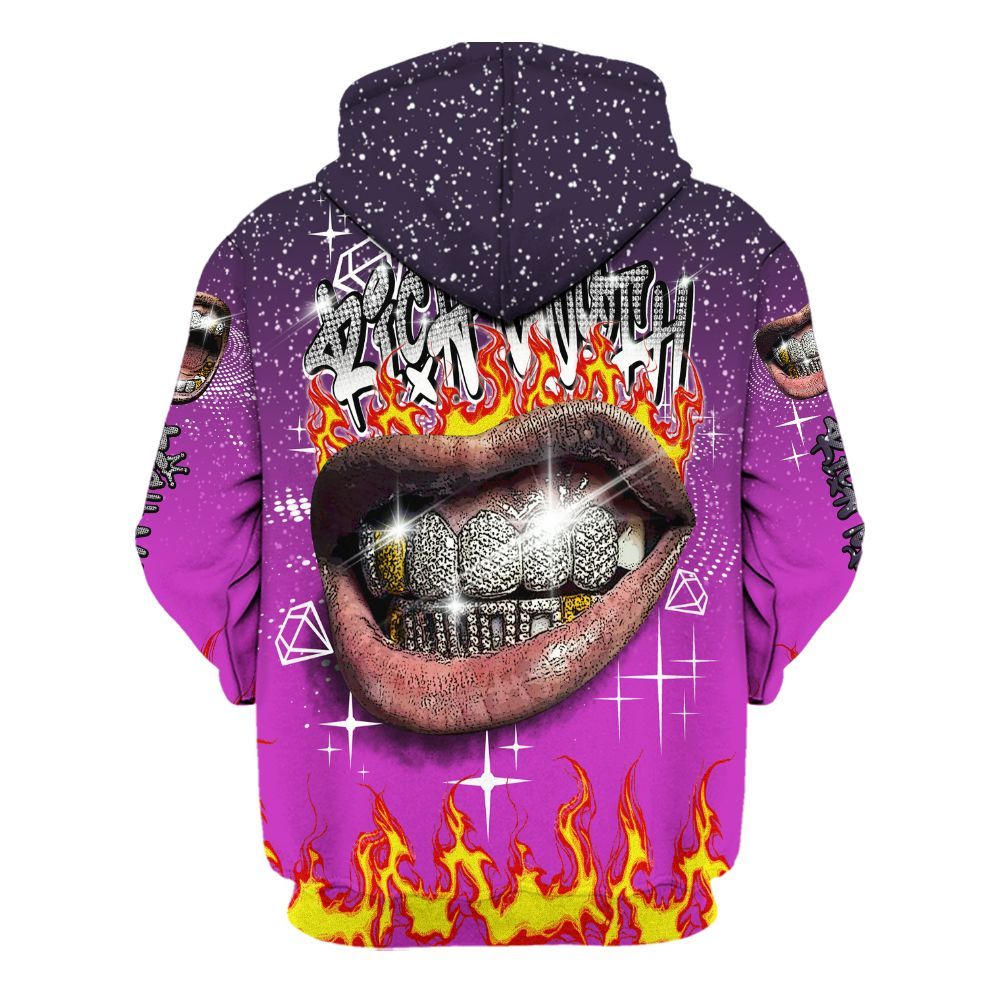 Hoodie To Match Ja 2 Staregazer - Rich Mouth Fire Rap Retro 90s All Over Print