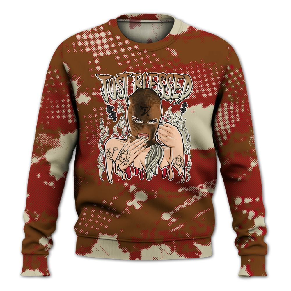 Sweatshirt To Match Archaeo Brown 5s - Blessed!! Smoke Dot All Over Print