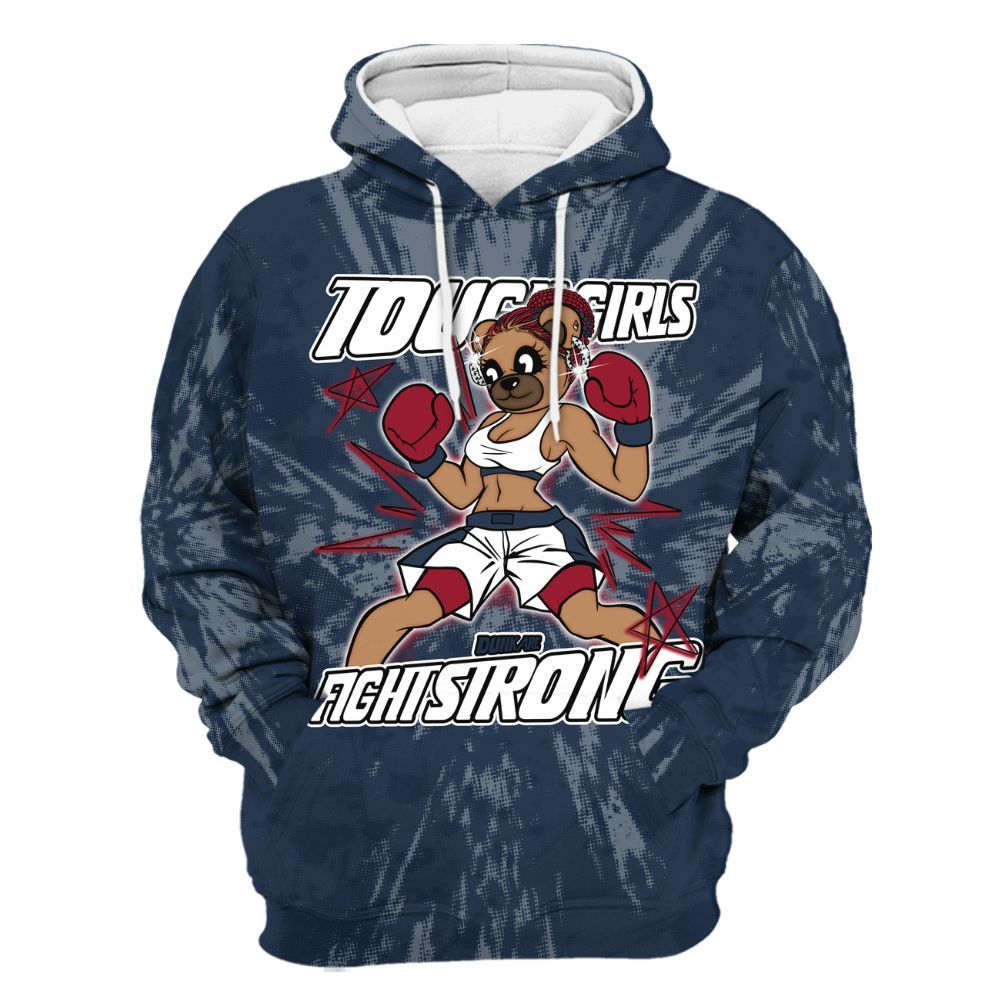 Hoodie To Match White Midnight Navy 6s - Gritty Girls Bear Luxury All Over Print