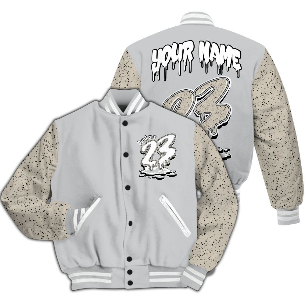 Varsity Jacket To Match Metallic Silver 2024 5s - Custom Name 23 Drip All Over Print