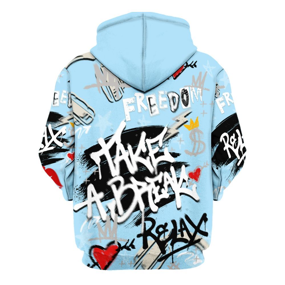 Hoodie To Match Retro SoleFly 13s - Take Break Freedom Graffiti Streetwear All Over Print