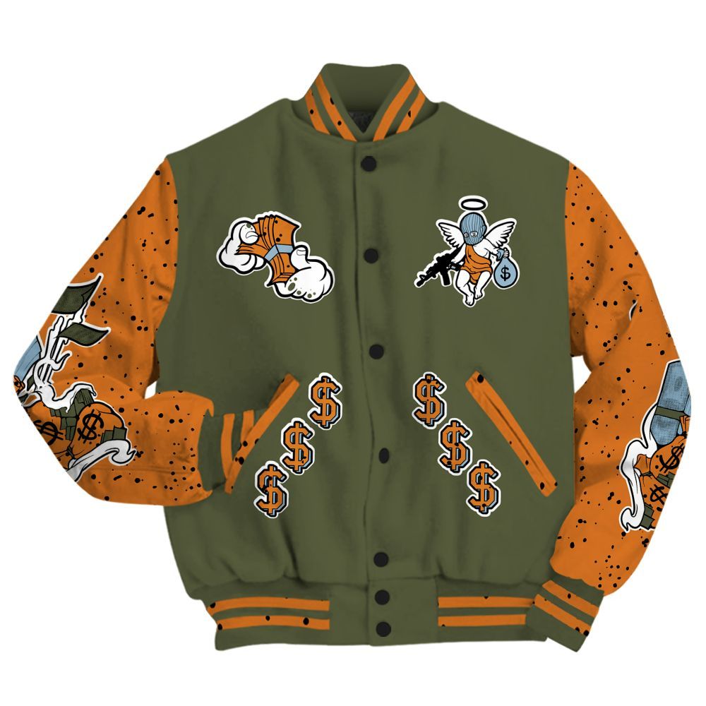Varsity Jacket To Match Olive 5s - Ones Move In Silence Graphic All Over Print