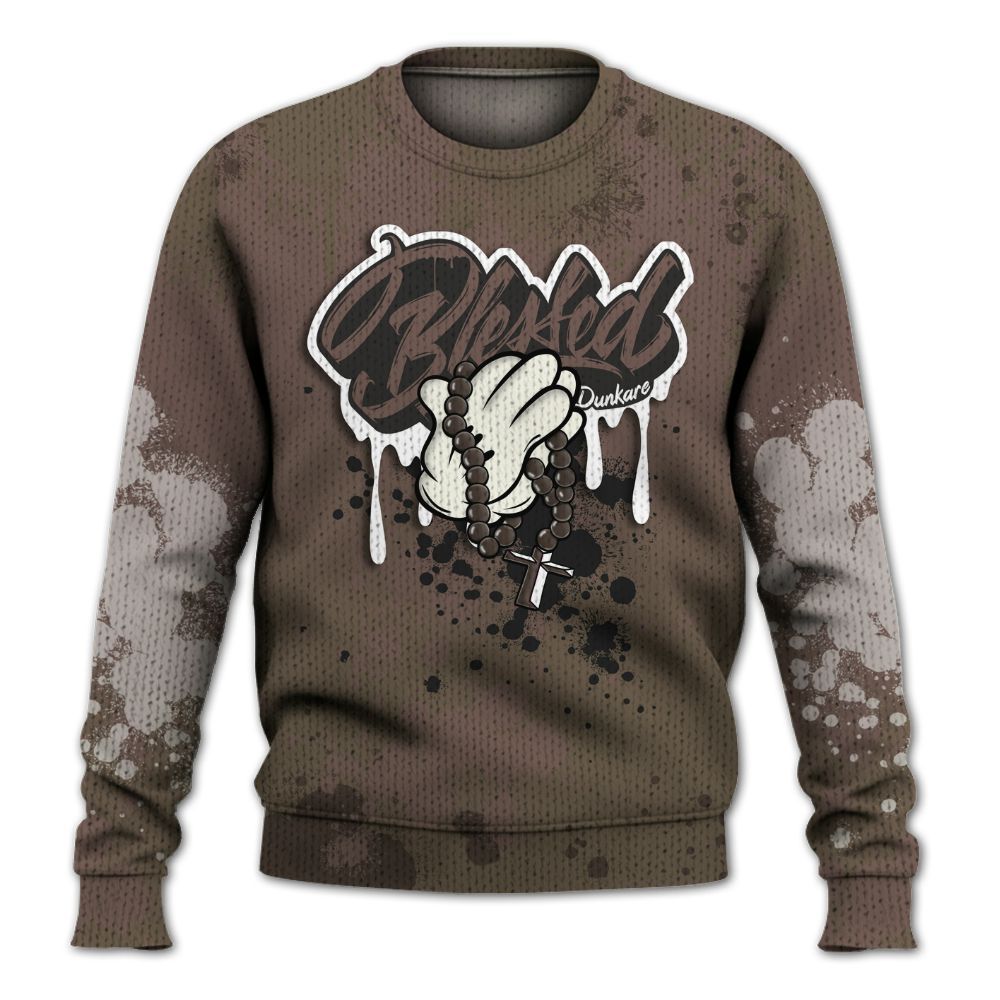 Sweater To Match AMM Dark Mocha 4s - God Blessed Ink Drip Graphic