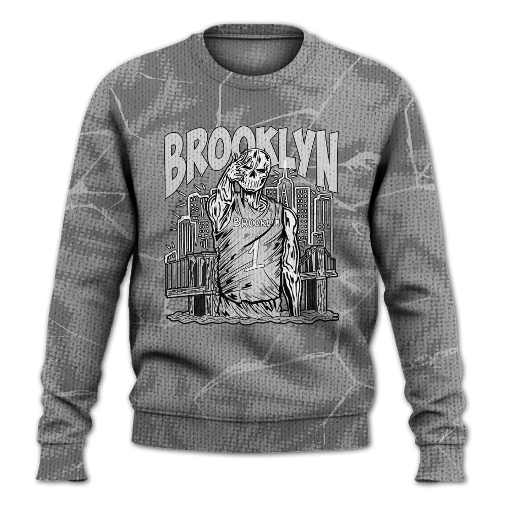 Knitted Sweater To Match Black Wolf Grey 12s - Brooklyn's Skeleton Crack