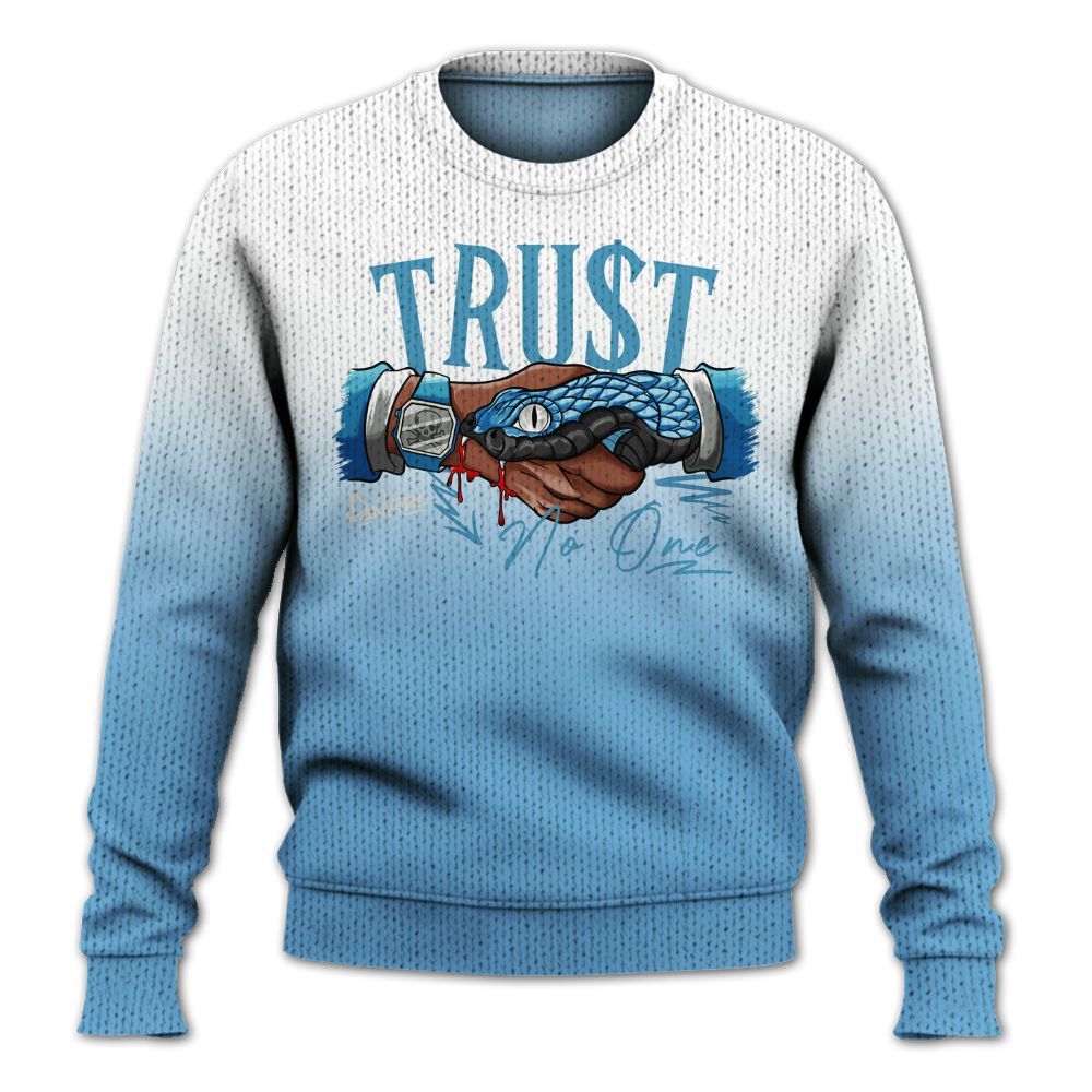 Knitted Sweater To Match SB Dunk Low University Blue - Snake Trust No One Drip