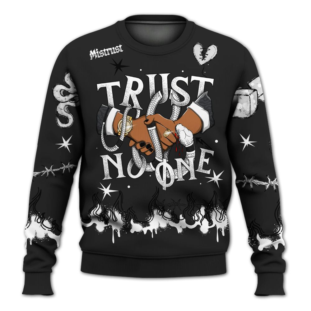 Sweatshirt To Match Black Cat 3s - Trust No One Snake-Bite Doodle Crayon All Over Print
