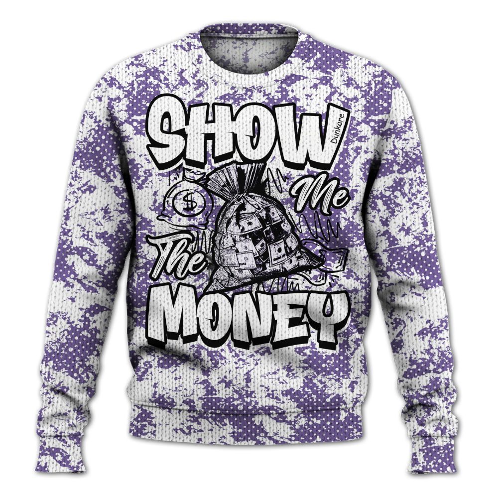 Knitted Sweater To Match Dunk Low Black Raspberry - Show Me The Money Retro