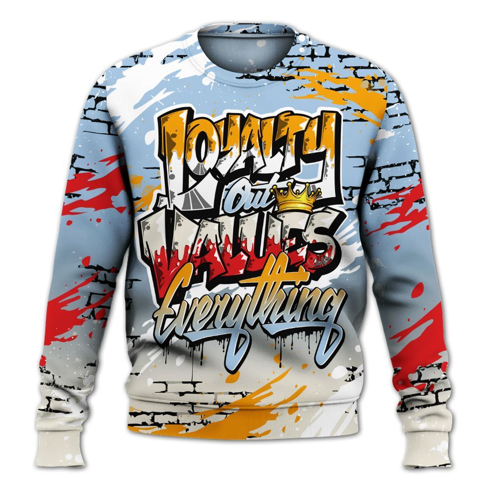 Sweatshirt To Match Retro High OG Pale Ivory Psychic Blue 1s - Values Of Loyalty Drip All Over Print