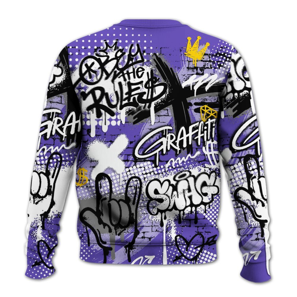 Sweatshirt To Match Field Purple 12s - True It Real Graffiti Streetwear All Over Print