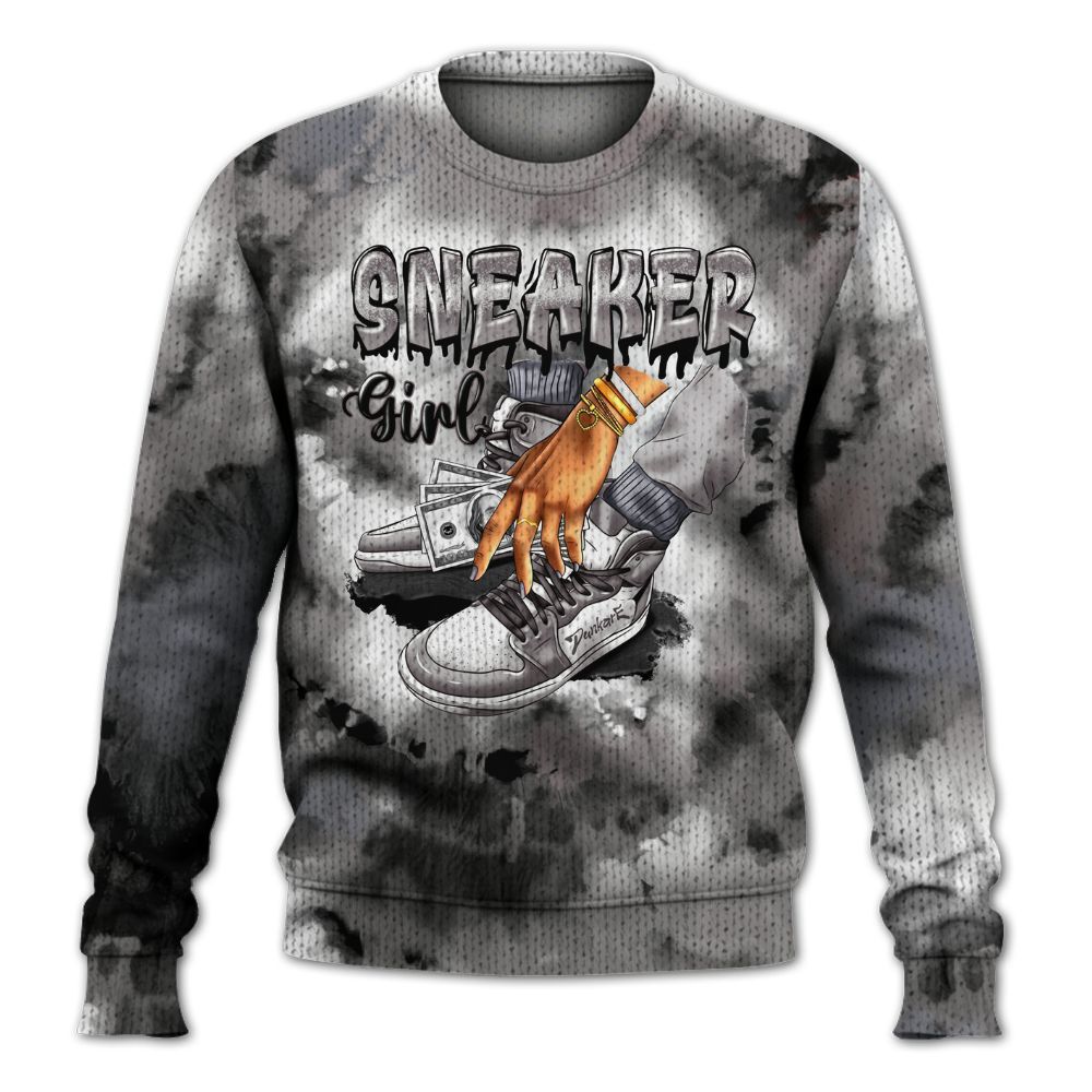 Knitted Sweater To Match Cool Grey 11s - SNEAKER Girl Money Drip Tie Dye