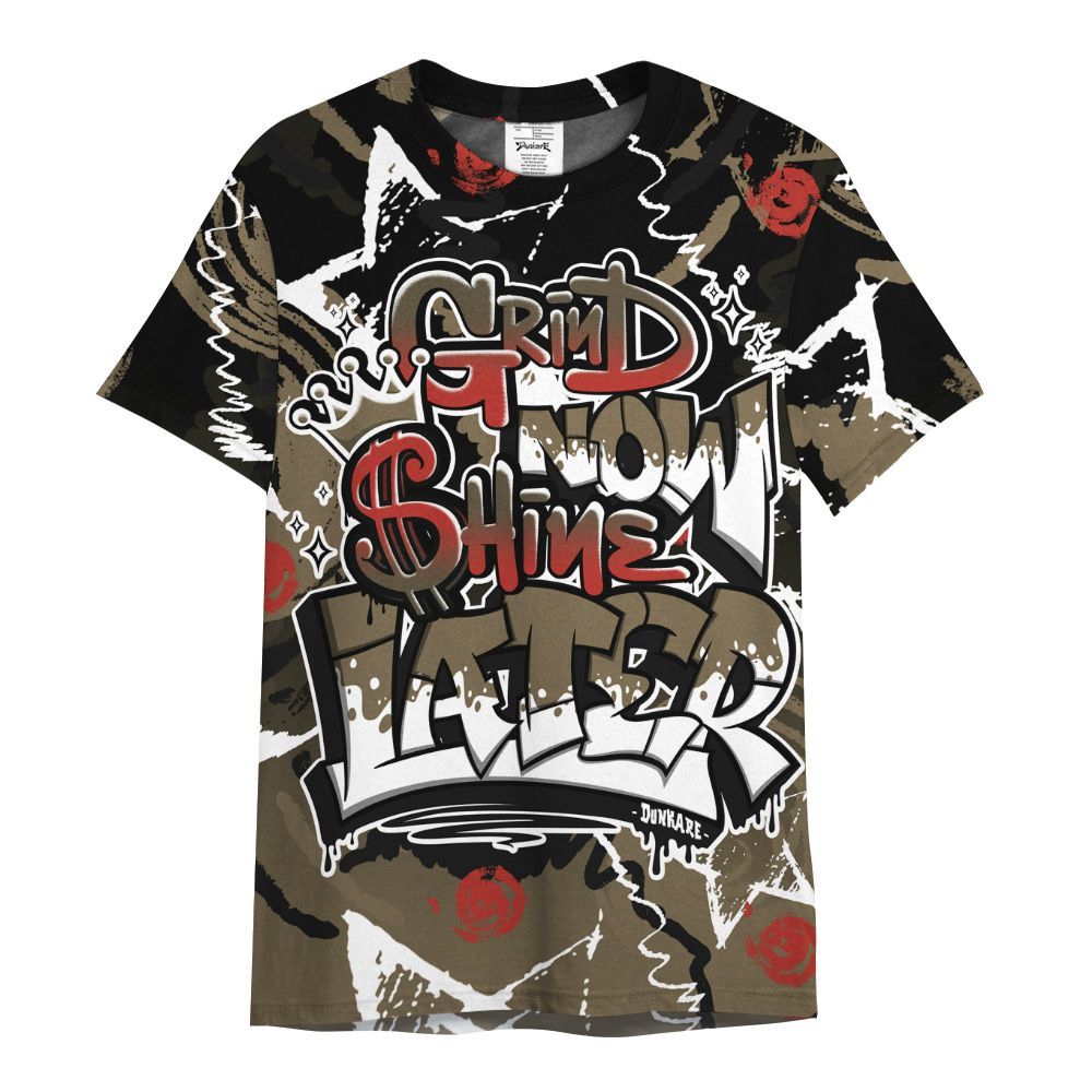 Shirt To Match Olive 9s - Grind Shine Later Drip All Over Print