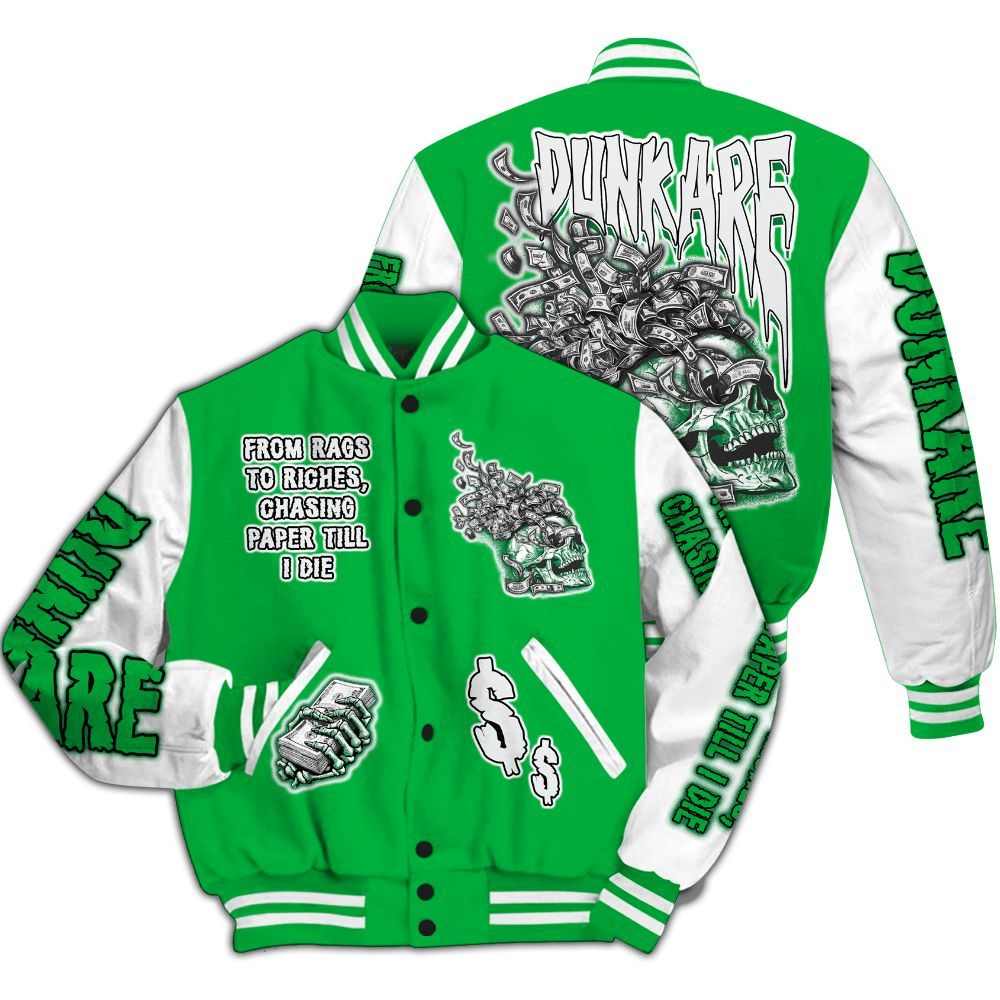Varsity Jacket To Match Lucky Green 5s - From Rags To Riches All Over Print
