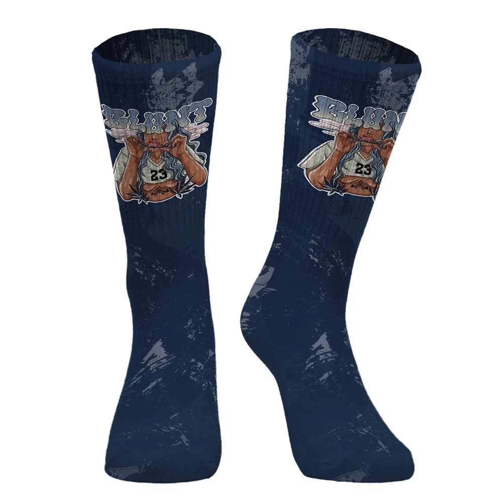 Sock To Match White Midnight Navy 6s - Bluntz Unique Circle Splash