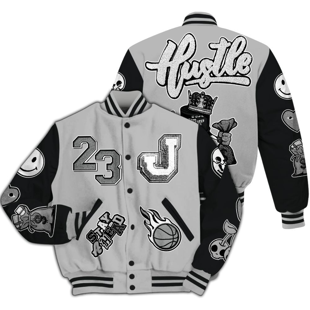 Varsity Jacket To Match Low 85 Metallic Black 1s - Hustles Money Number 23 All Over Print