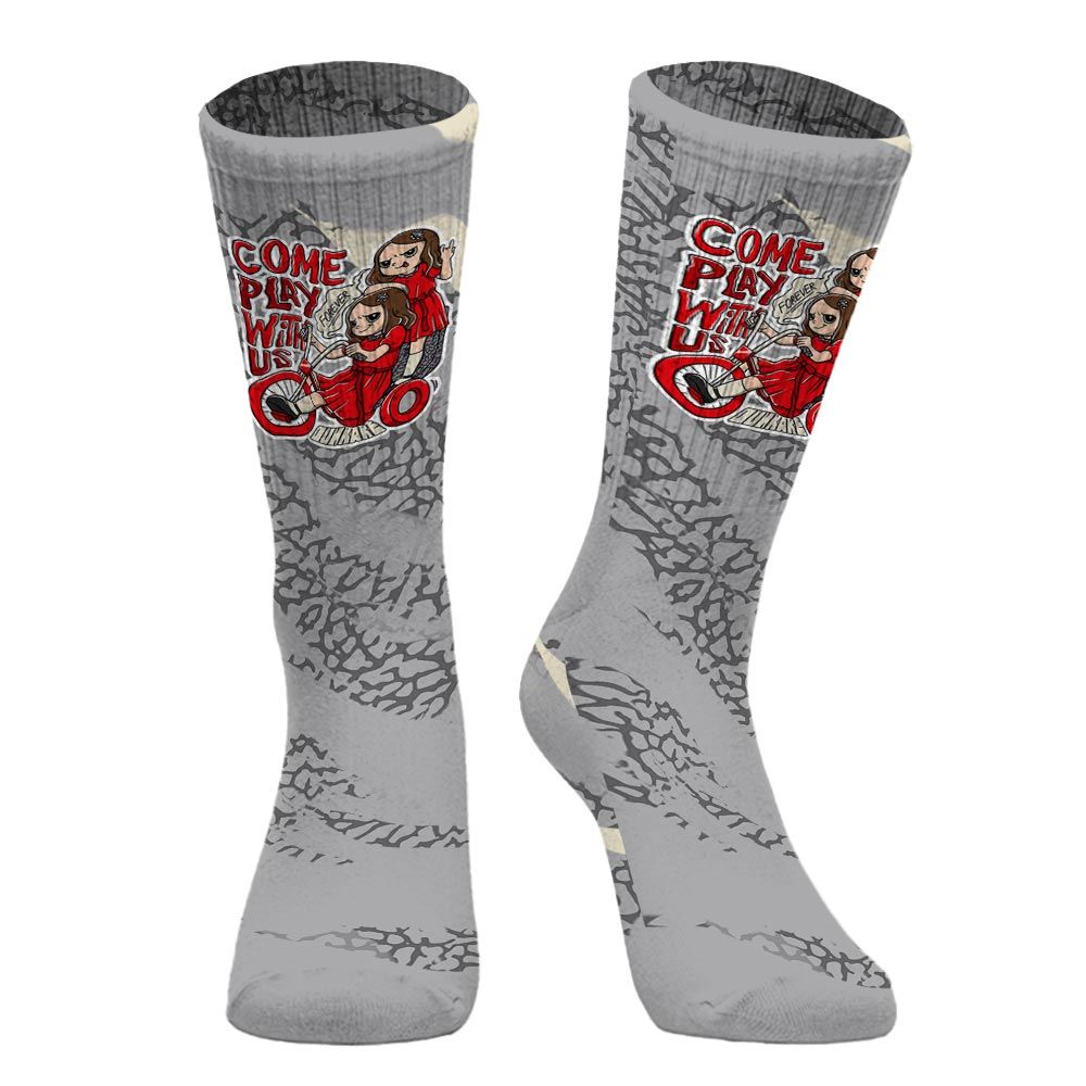 Sock To Match Cement Grey 3s - Come Hangout Halloween