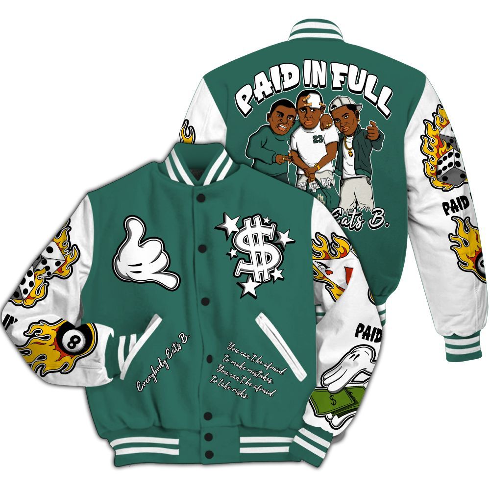 Varsity Jacket To Match RM Oxidized Green 4s - Everybody Paid In Full Graphic All Over Print