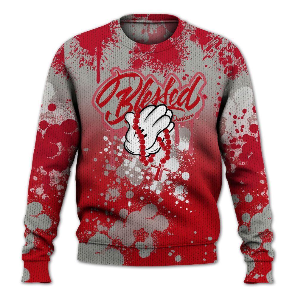 Knitted Sweater To Match Air Griffey Max Gray Reds 1s - God Blessed Ink Drip