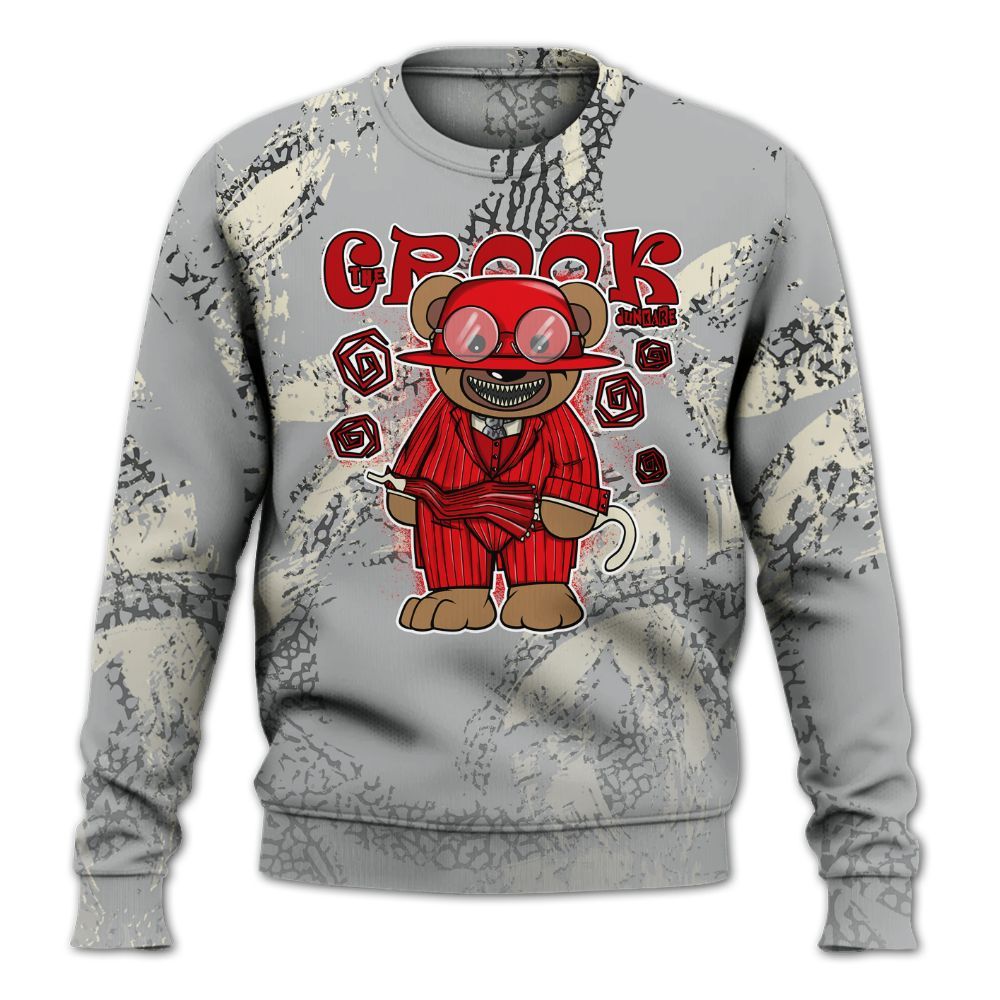 Sweatshirt To Match Cement Grey 3s - Swindler Bear Circle Slpash All Over Print