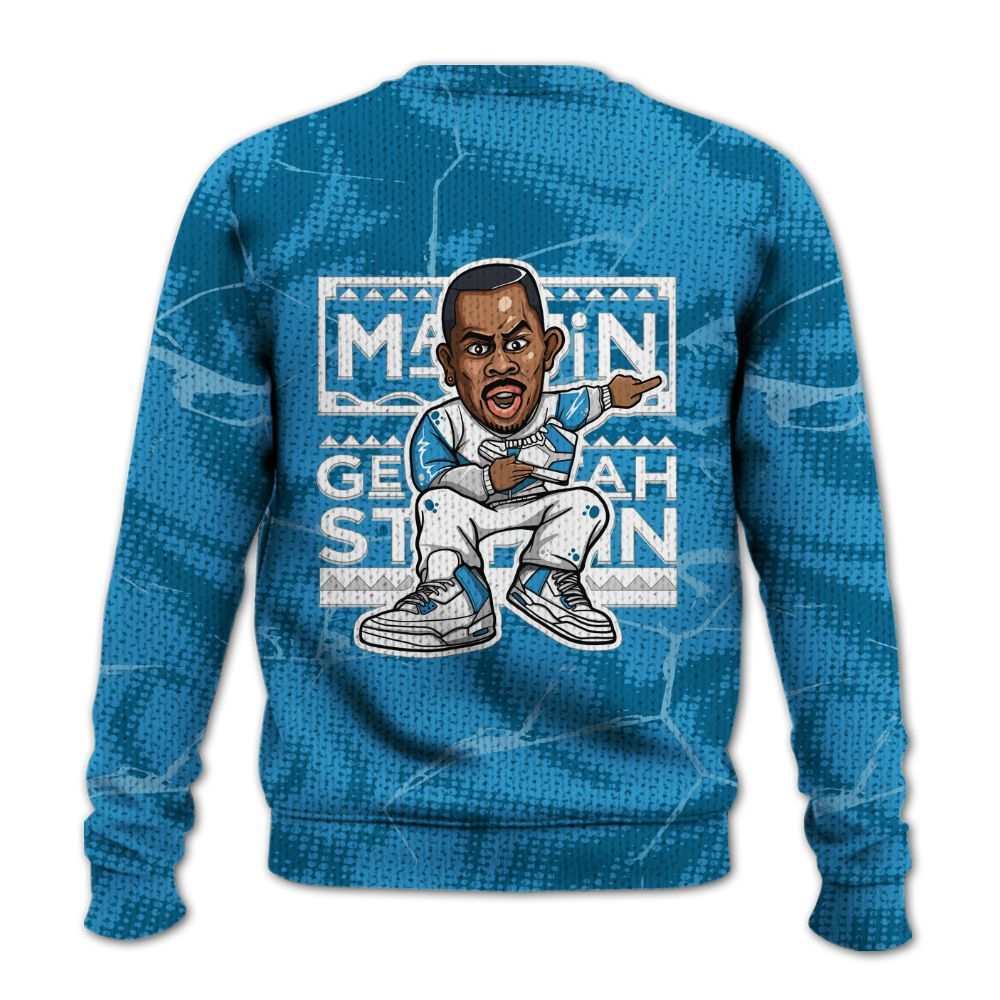 Knitted Sweater To Match Powder Blue 9s - Get Tag Sneakers Steppin' Graphic Crack