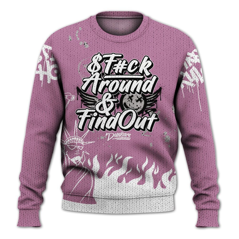 Knitted Sweater To Match Neutral Grey Black White Orchid 4s - Graphic Fck Around Find Out