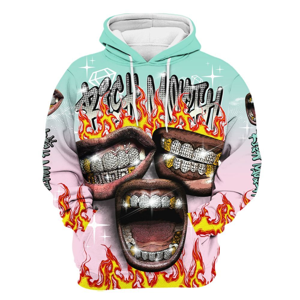 Hoodie To Match Retro Easter 5s - Rich Mouth Fire Rap Retro 90s All Over Print