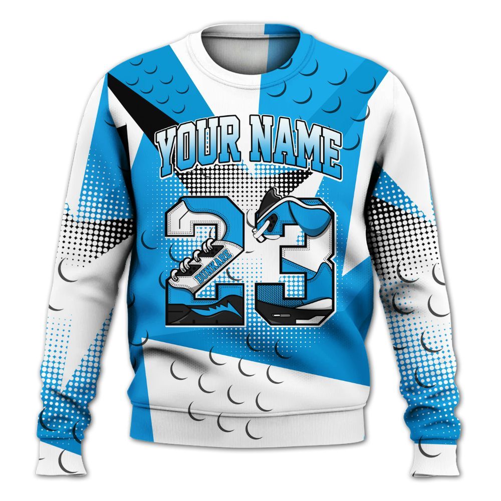 Sweatshirt To Match Black University Blue 2022 13s - Poly Custom Name Number 23 5s All Over Print