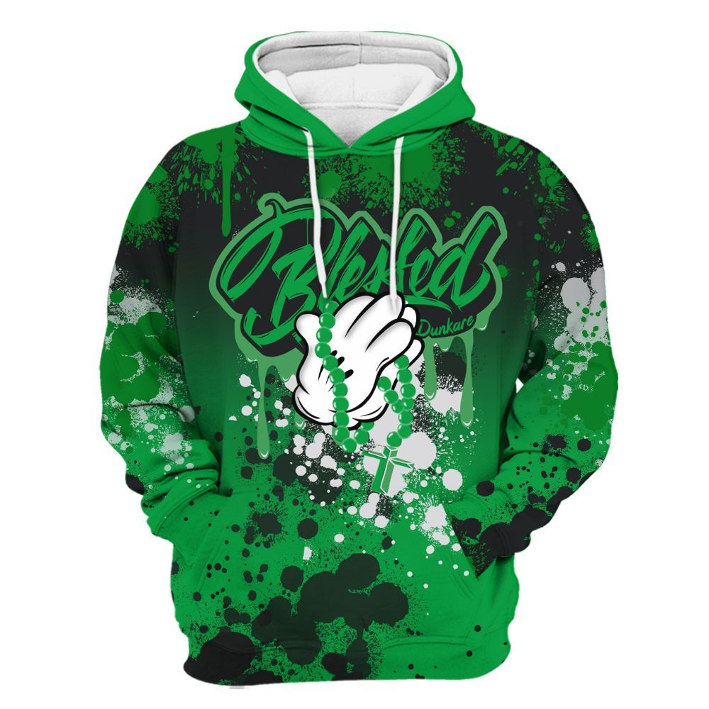 Hoodie To Match Low Lucky Green 1s - God Blessed Ink Drip All Over Print
