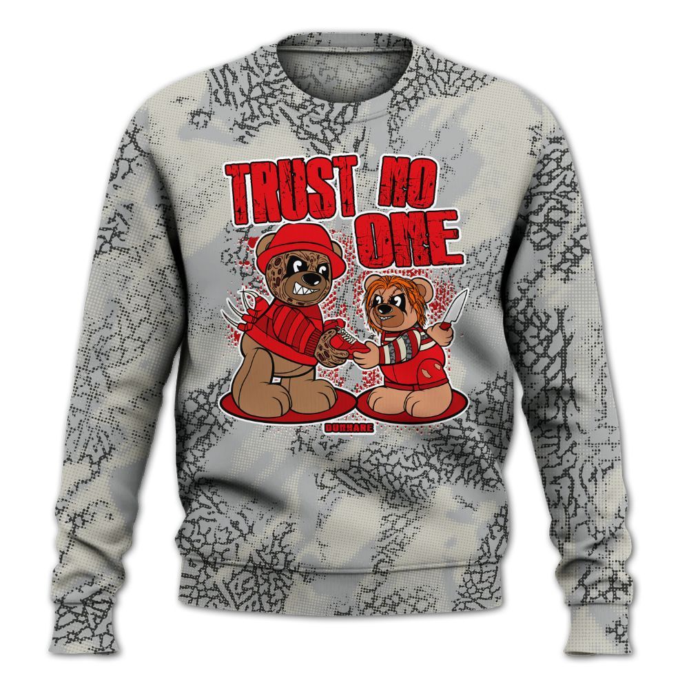 Sweatshirt To Match Cement Grey 3s - Trust No One Bear Abstract Halftone All Over Print