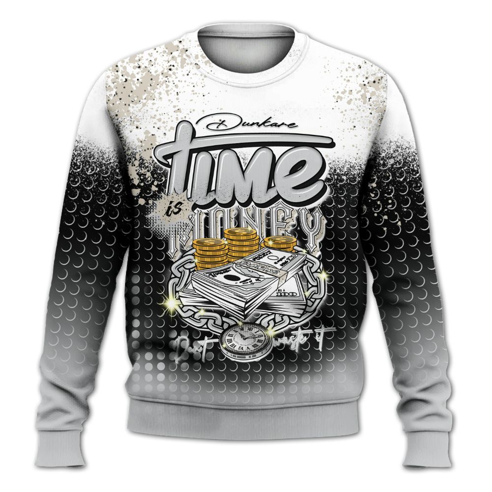Sweatshirt To Match Metallic Silver 2024 5s - Halftone Time Is Money All Over Print