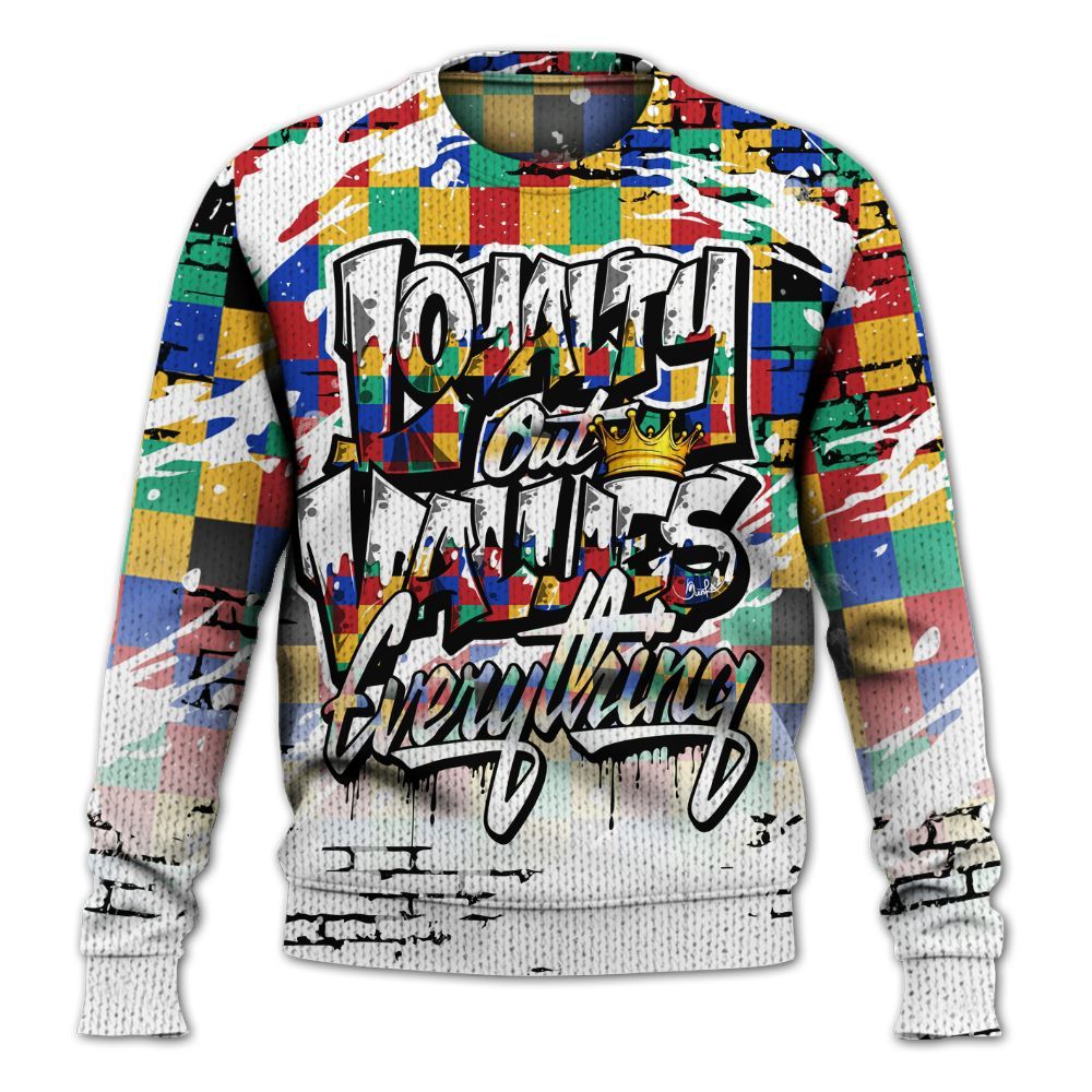 Knitted Sweater To Match Air Rainbow Weave - Values Of Loyalty Drip