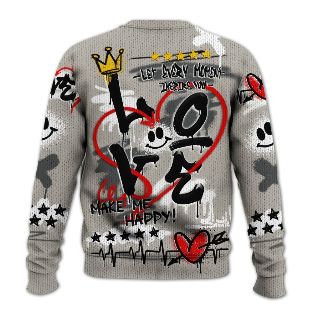 Knitted Sweater To Match Dunk Low Appears Oreo - Happy Love Beats Graffiti Streetwear