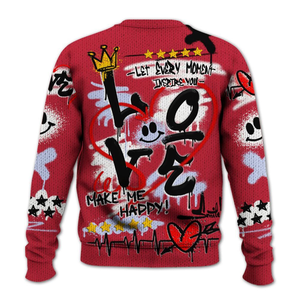 Knitted Sweater To Match Toro Bravo 6s - Happy Love Beats Graffiti Streetwear