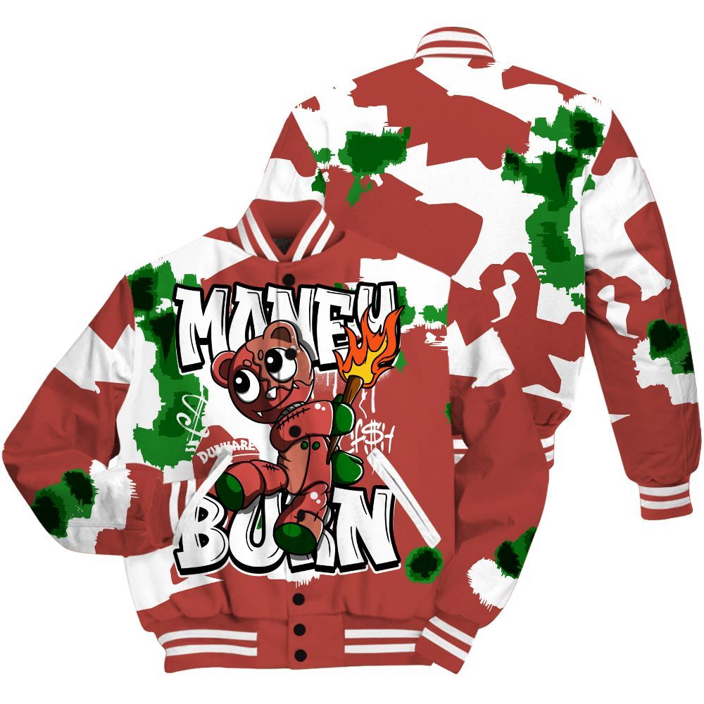 Varsity Jacket To Match Dune Red 13s - Money Burn Retro All Over Print