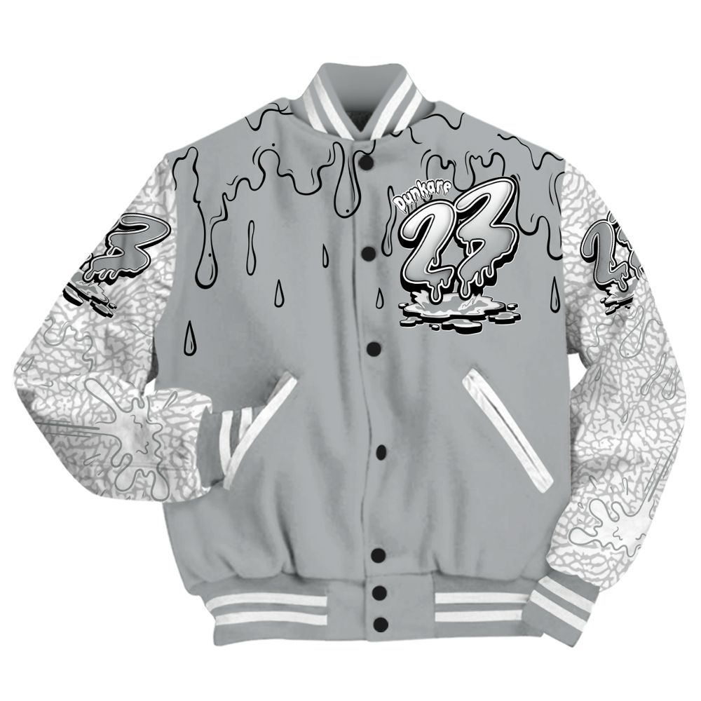 Varsity Jacket To Match Retro Pure Money 3s - Custom Name 23 Drip All Over Print