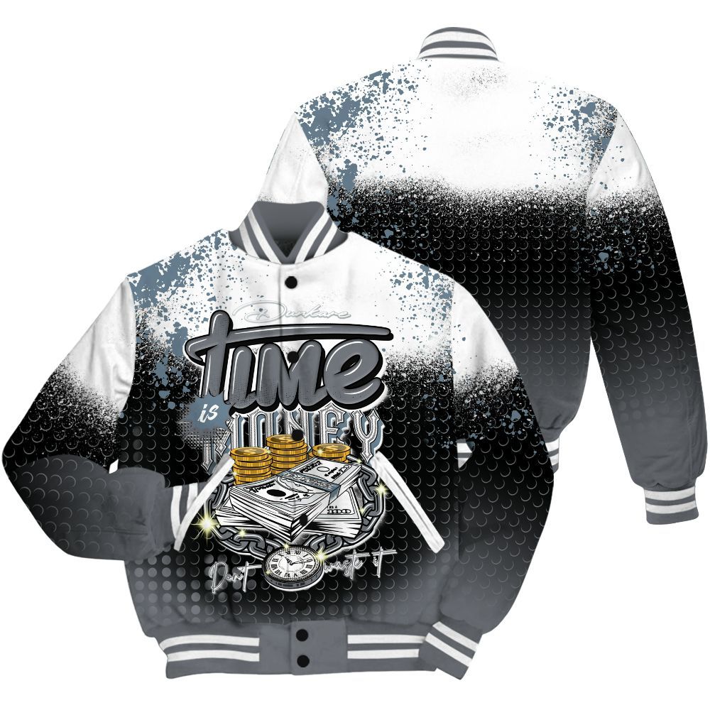 Varsity Jacket To Match Air Max DN Silver Bullet Shirt, Halftone Time Is Money All Over Print