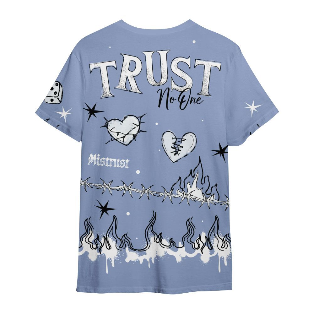 Shirt To Match Retro Blue Grey 13s - Trust No One Snake-Bite Doodle Crayon All Over Print