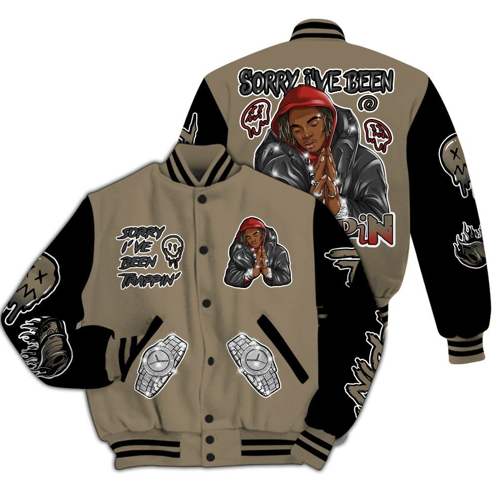 Varsity Jacket To Match Olive 9s - Trappin' Unique All Over Print