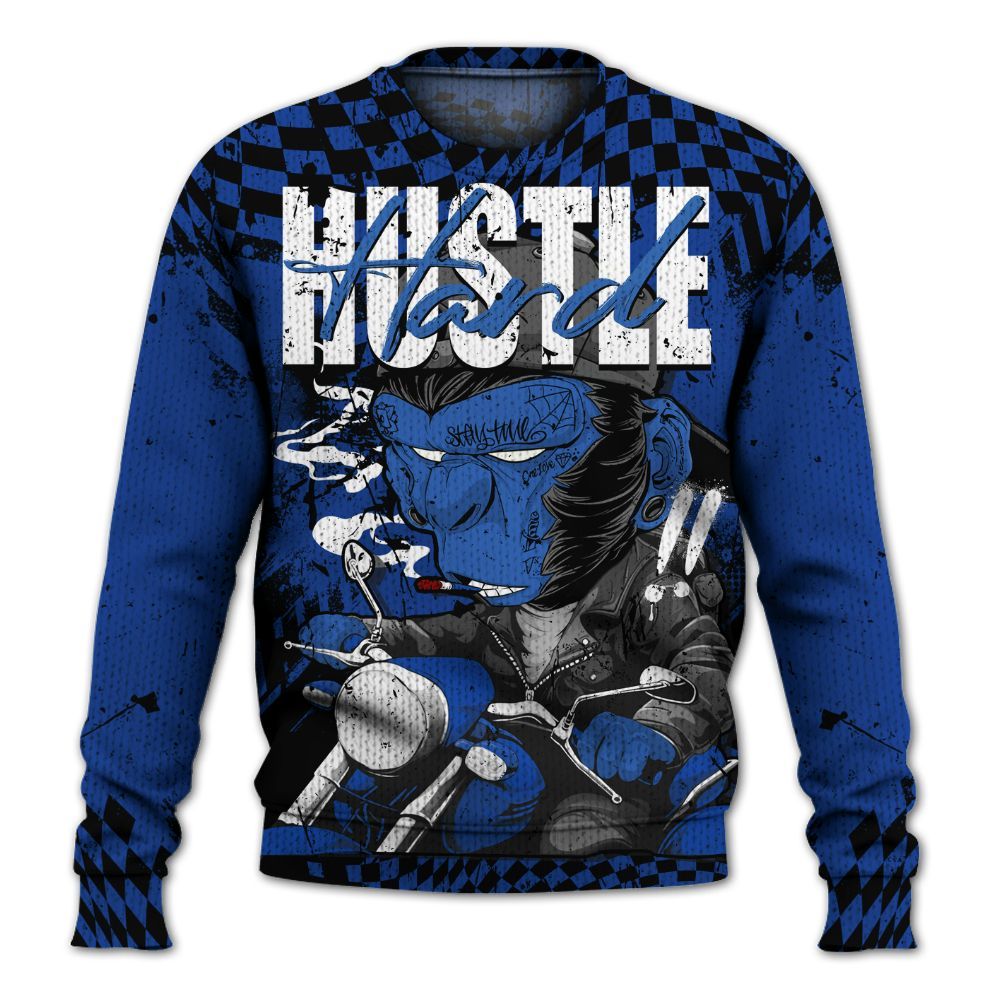 Knitted Sweater To Match Air Foamposite One Royal - Hustle Hard Monkey