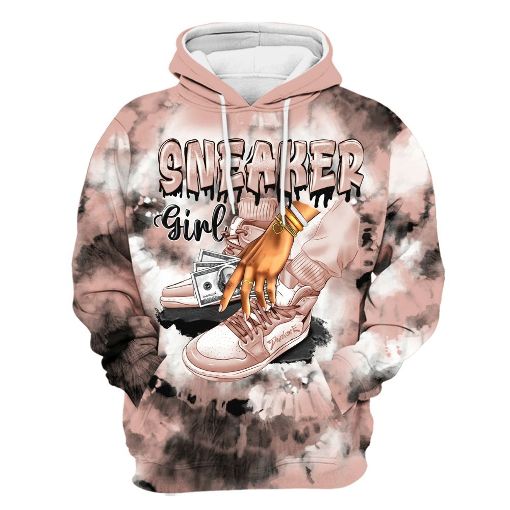 Hoodie To Match Dunk Low Pink Velvet - SNEAKER Girl Money Drip Tie Dye All Over Print