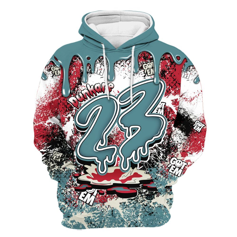 Hoodie To Match Dunk Low Denim Turquoise Royal - Dripping 23 Drip All Over Print