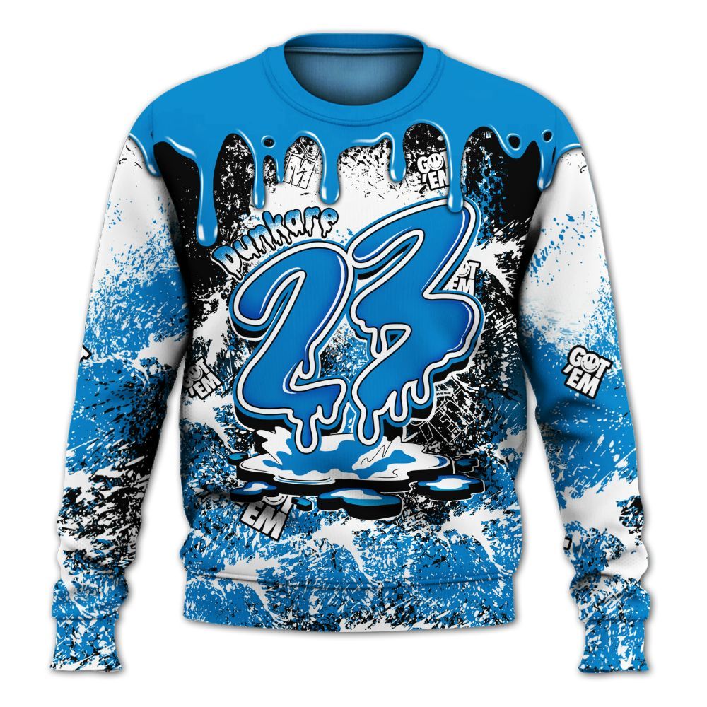 Sweatshirt To Match Industrial Blue 4s - Dripping 23 Drip All Over Print