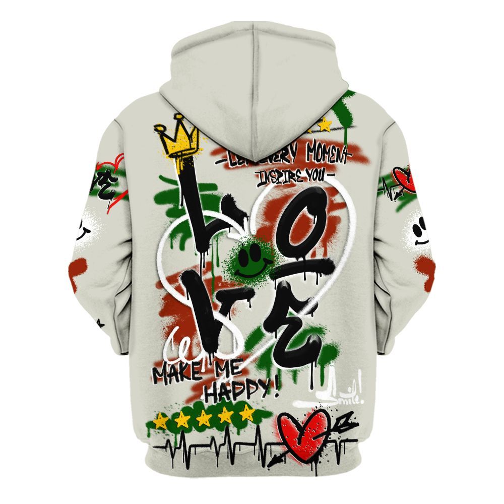 Hoodie To Match El Grito 5s - Happy Love Beats Graffiti Streetwear All Over Print