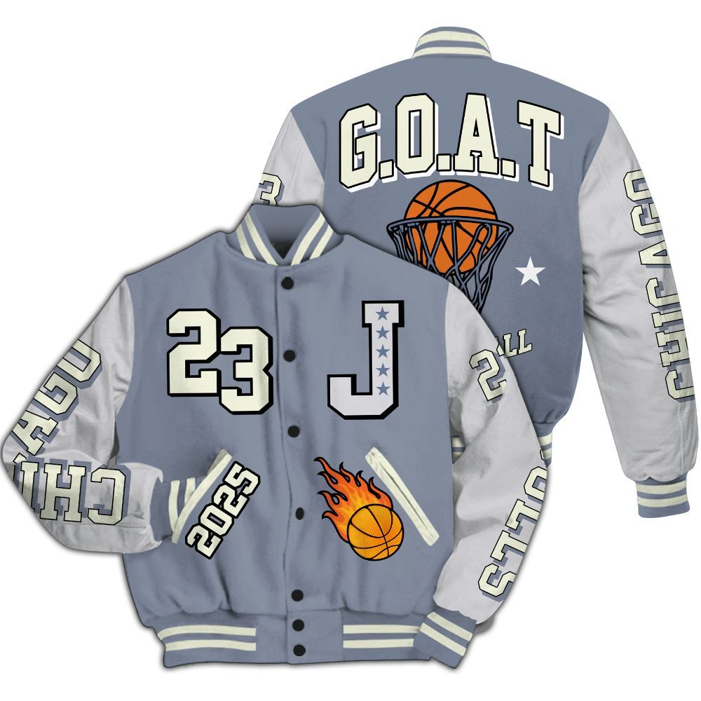 Varsity Jacket To Match Retro High OG Cool Grey 1s - Chicago 23 Basketball All Over Print