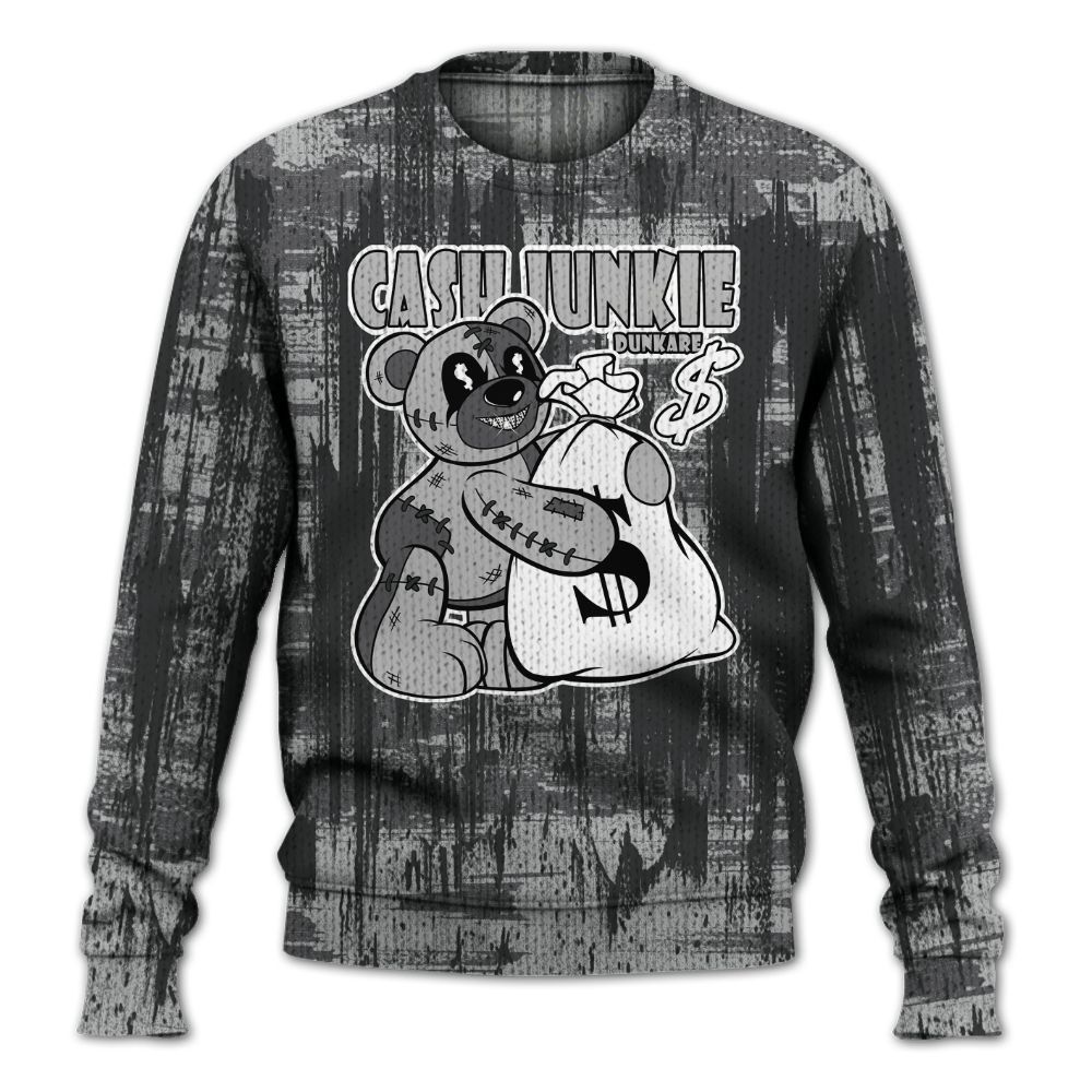 Knitted Sweater To Match White Thunder 4s - Cashs Junkie Bear Glitch Art